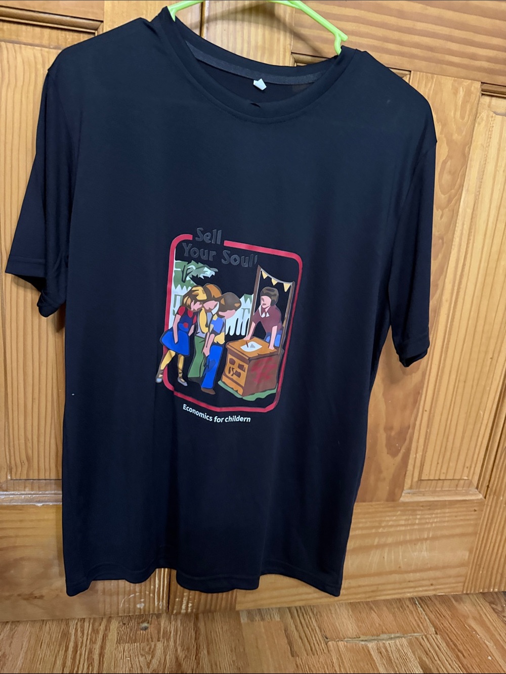 Black Graphic Short Sleeve Men’s T‑Shirt with Colorful Cartoon Print